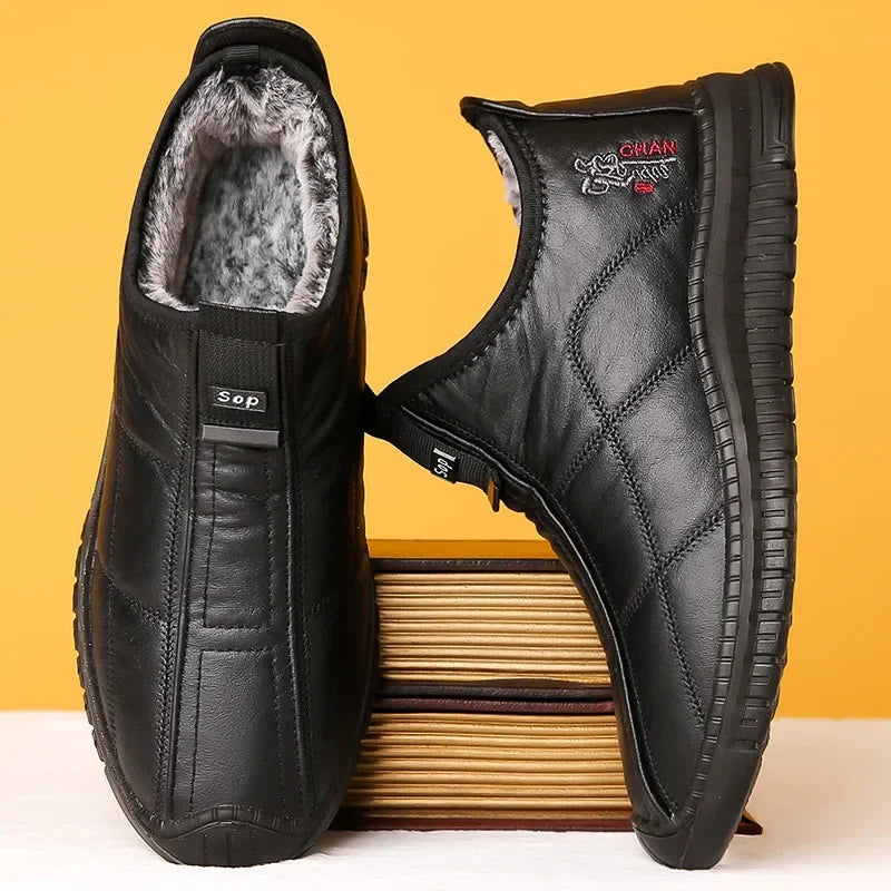 Men's Waterproof Winter Boots - Warm Non-Slip Platform Shoes
