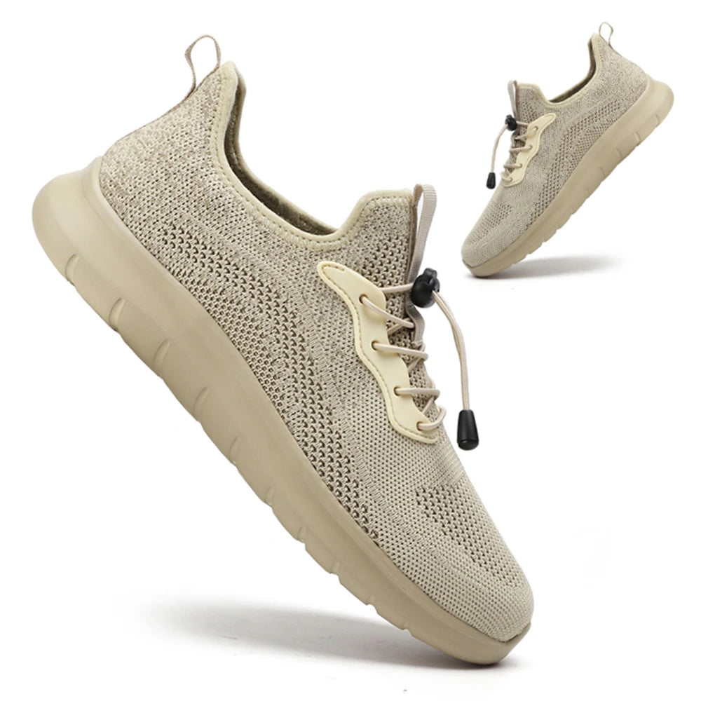 Men's WQT Flyknit Elastic Slip-On Sneakers – Lightweight Breathable Mesh Running Style Shoes with EVA Sole
