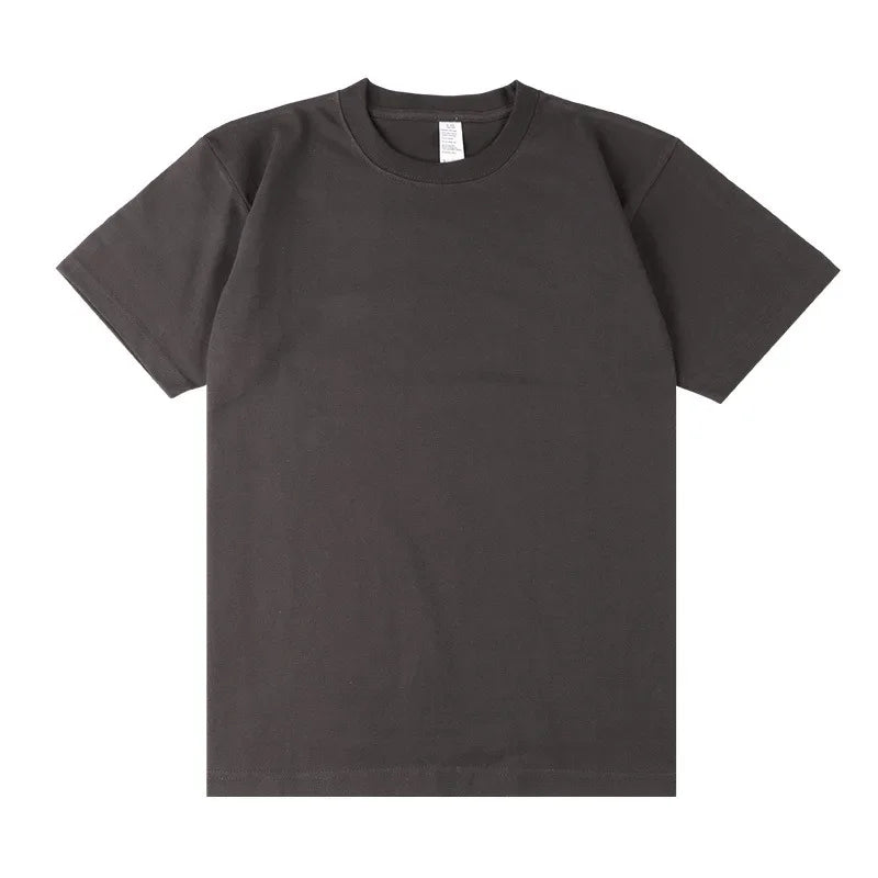 Men's 250g Combed Cotton T-Shirt | Heavyweight Solid Color O-Neck Short Sleeve Tee | Loose Casual Fit | XS–2XL