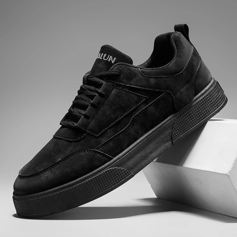 Men's Retro Skate Sneakers – Breathable Mesh Lining, Wear-Resistant Artificial Leather Lace-Up Shoes | White, Black & Grey | Spring/Autumn