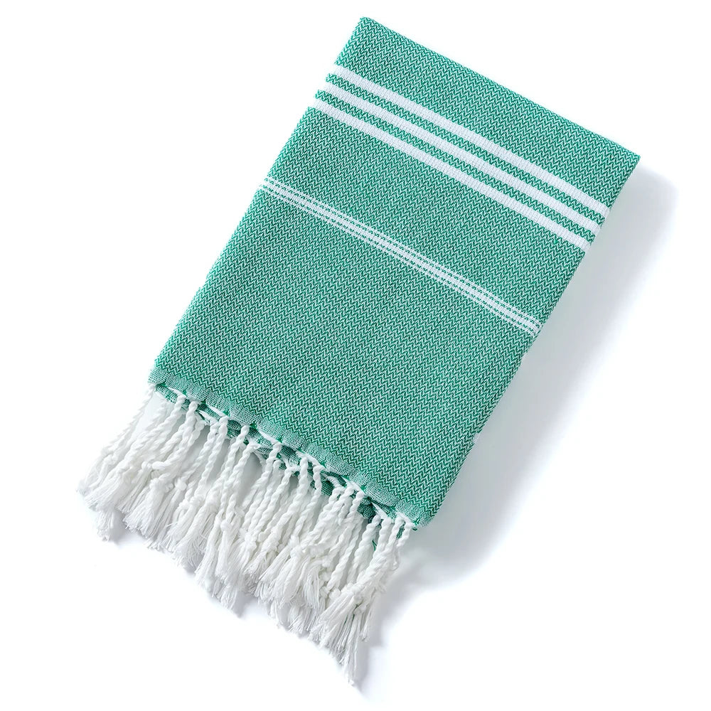 Style-Oriented Fringed Turkish Beach Towel - Lightweight Cotton Polyester Quick Dry Towel for Beach & Spa
