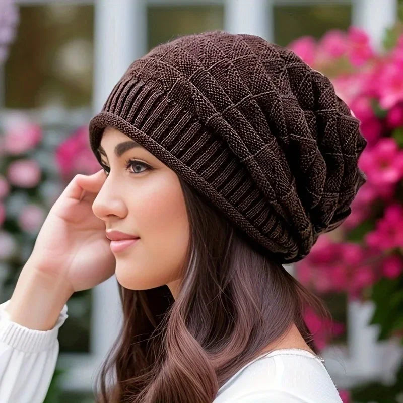 Women's Chunky Slouch Beanie Hat with Ear Warmers -Four Seasons