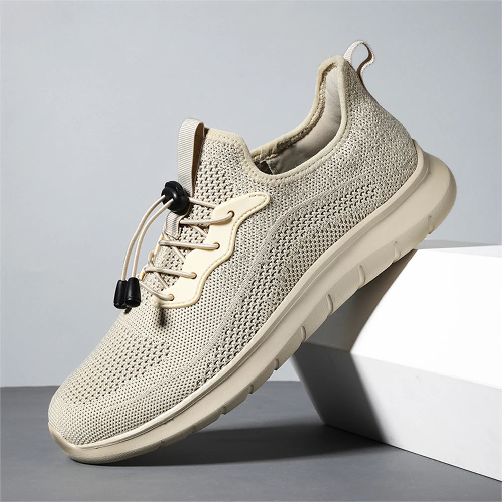 Men's WQT Flyknit Elastic Slip-On Sneakers – Lightweight Breathable Mesh Running Style Shoes with EVA Sole