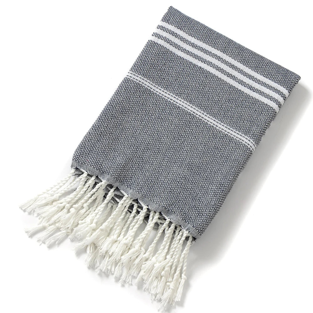 Style-Oriented Fringed Turkish Beach Towel - Lightweight Cotton Polyester Quick Dry Towel for Beach & Spa