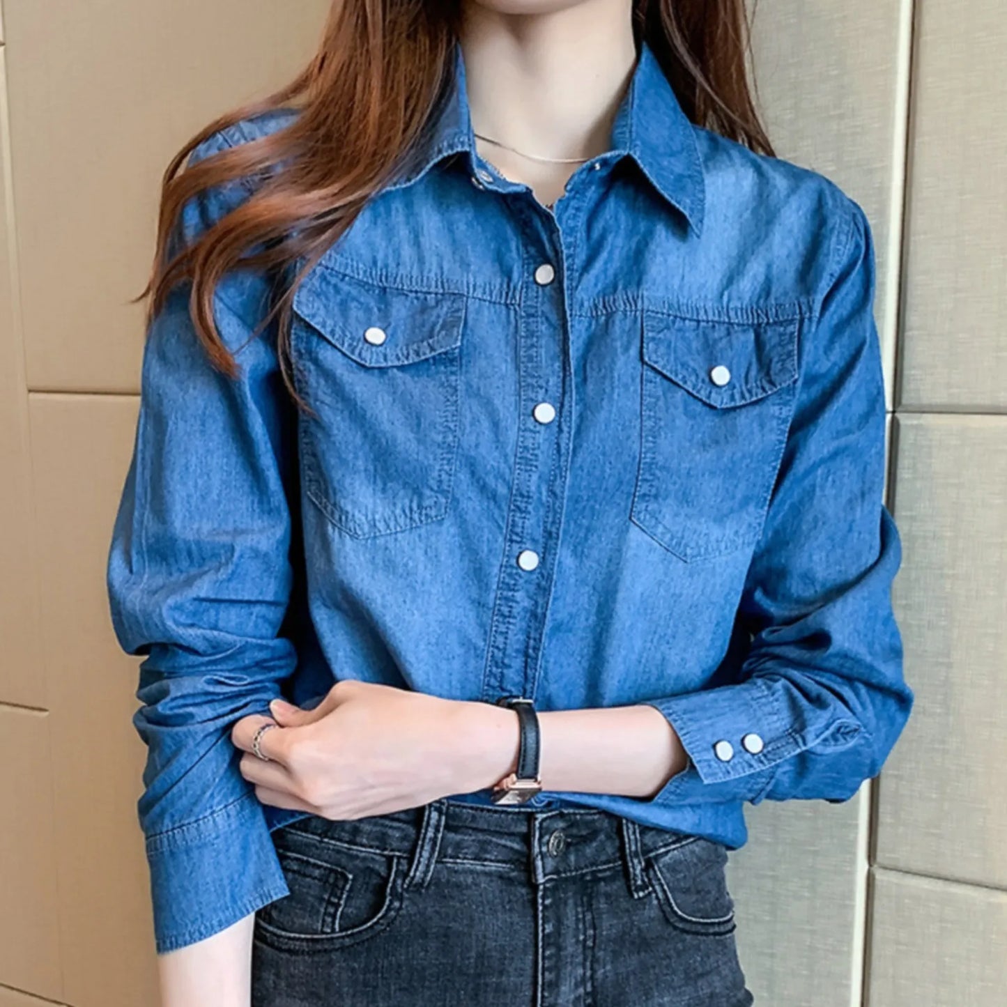 Women's Casual Button-Down Blouse | Slim Fit Printed Shirt for Party & Everyday Wear.