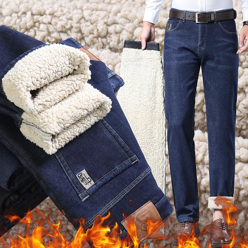 Men's Cozy Wool Velvet Jeans: Warm, Stylish & Versatile