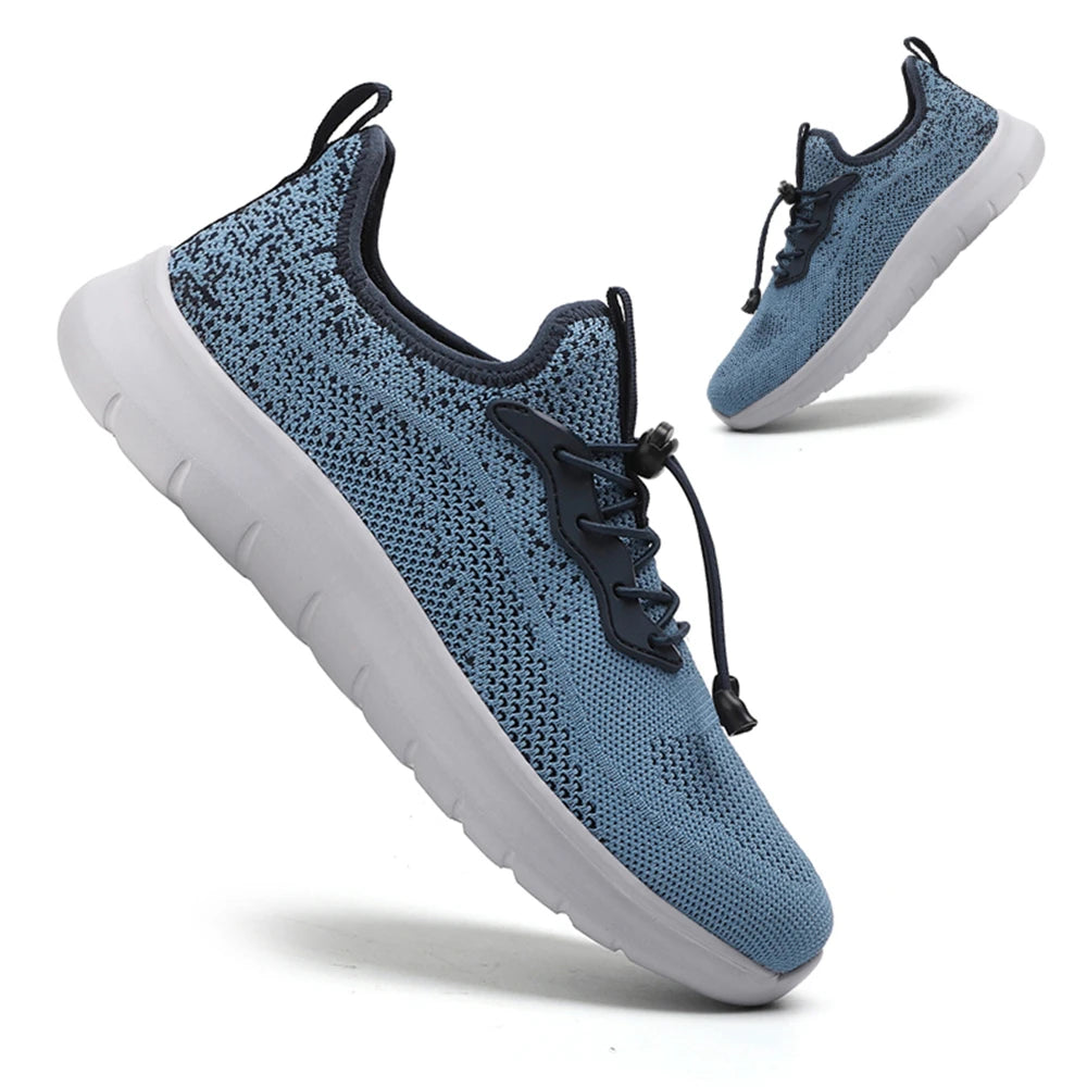 Men's WQT Flyknit Elastic Slip-On Sneakers – Lightweight Breathable Mesh Running Style Shoes with EVA Sole