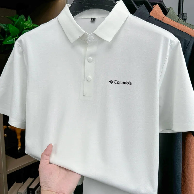 Men's Embroidered Polo Shirt – Anti-Wrinkle Breathable Short Sleeve Summer Top