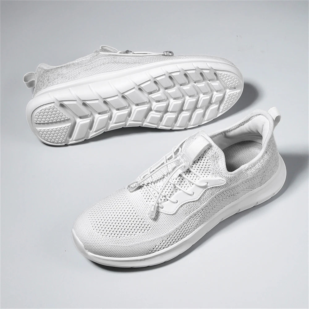 Men's WQT Flyknit Elastic Slip-On Sneakers – Lightweight Breathable Mesh Running Style Shoes with EVA Sole