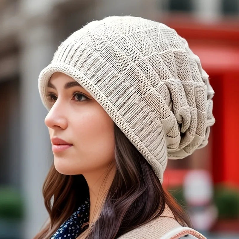 Women's Chunky Slouch Beanie Hat with Ear Warmers -Four Seasons