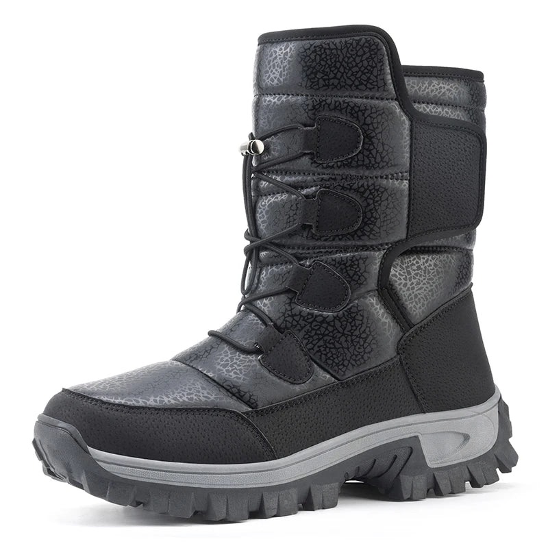 Women's Plush-Lined Waterproof Snow Boots - Platform Winter Hiking Ankle Boots