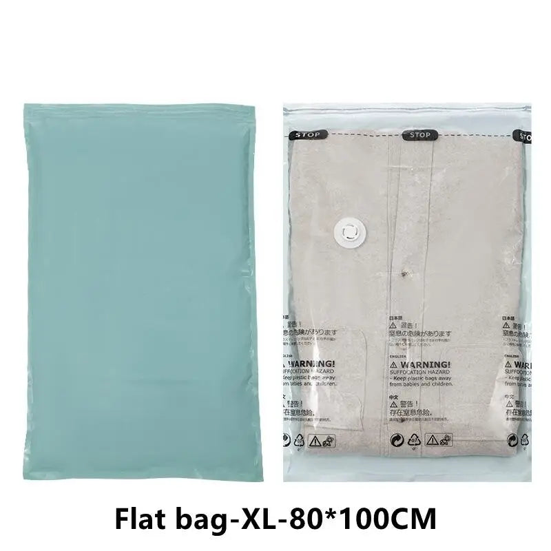 Vacuum Storage Bags for Clothes & Blankets – No-Pump Space-Saving Compression Bags (Travel & Home Organizer)