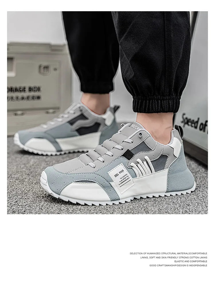 Syflyno Men's Lace-Up Athletic Sneakers — Breathable Mesh Running Shoes for Spring & Autumn | Anti-Slip Gym Trainers