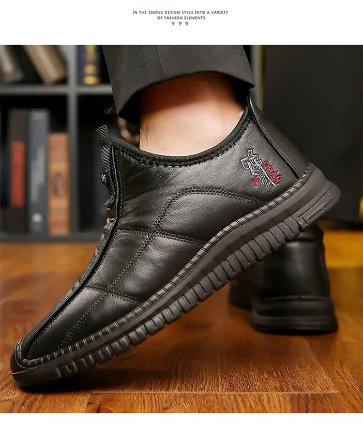 Men's Waterproof Winter Boots - Warm Non-Slip Platform Shoes