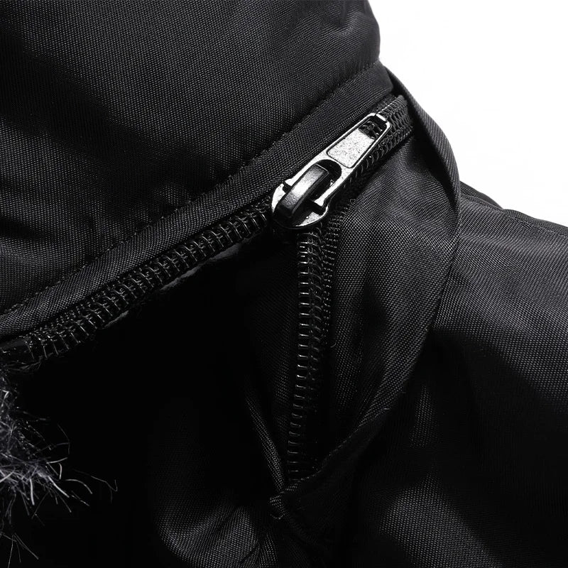 Men's Raw Edge Hooded Aviator Jacket - Winter Warmth with Embroidered Style.
