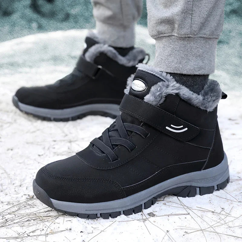 Women's Plush-Lined Waterproof Winter Boots - Platform Non-Slip Hiking Ankle Boots
