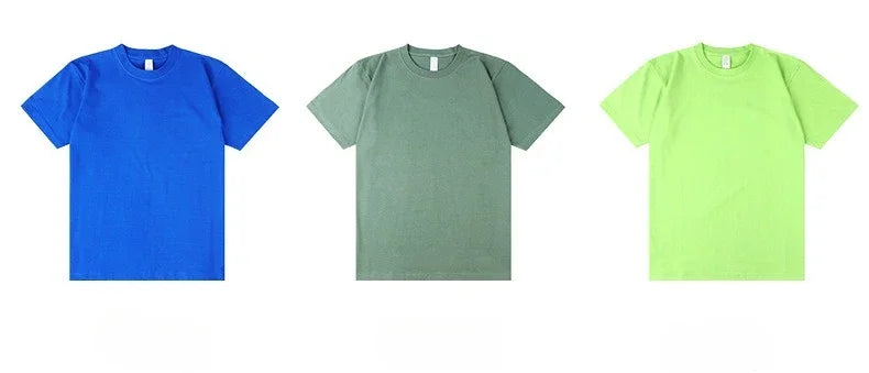 Men's 250g Combed Cotton T-Shirt | Heavyweight Solid Color O-Neck Short Sleeve Tee | Loose Casual Fit | XS–2XL
