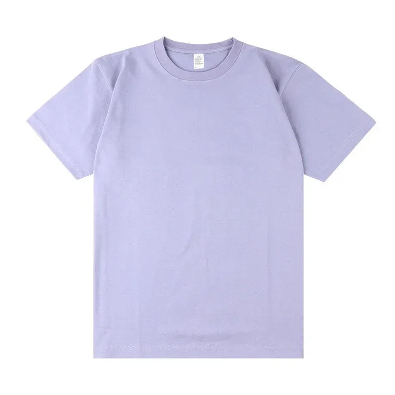 Men's 250g Combed Cotton T-Shirt | Heavyweight Solid Color O-Neck Short Sleeve Tee | Loose Casual Fit | XS–2XL