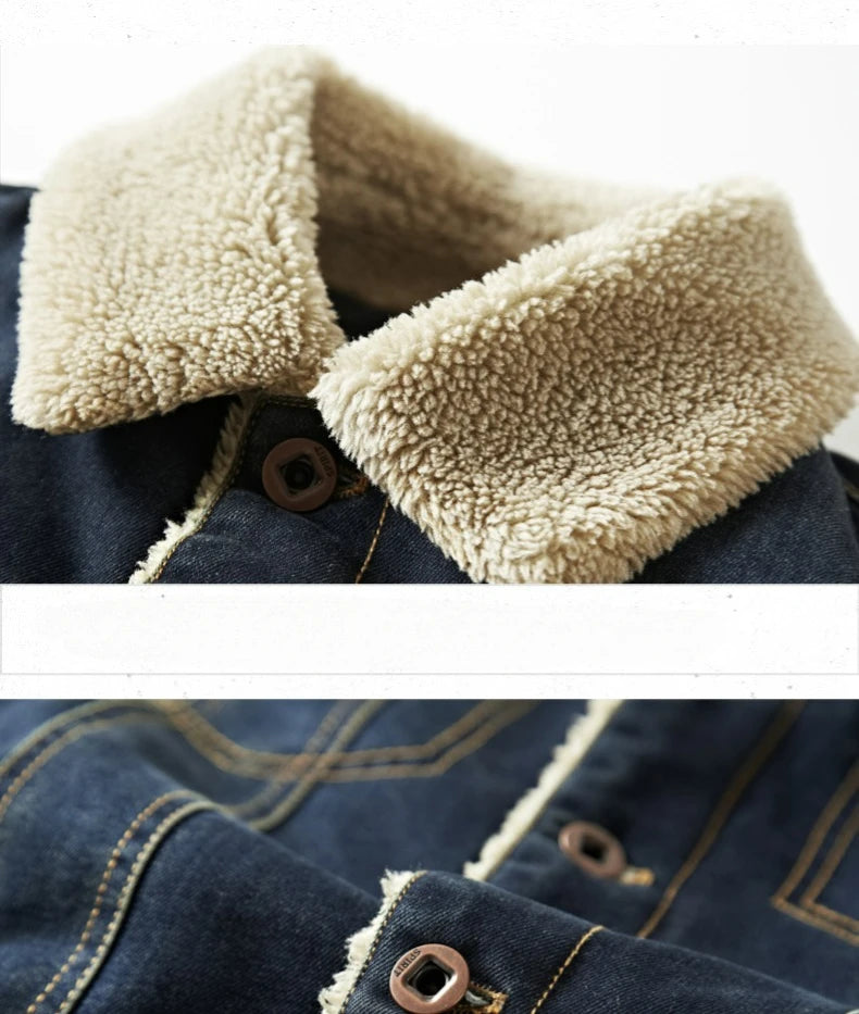 Men's Casual Padded Denim Jacket - Autumn & Winter Lapel Coat for Outdoor Adventures
