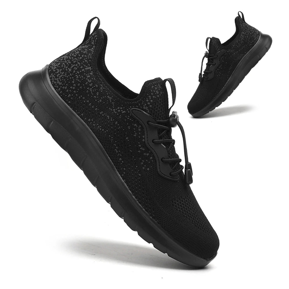 Men's WQT Flyknit Elastic Slip-On Sneakers – Lightweight Breathable Mesh Running Style Shoes with EVA Sole