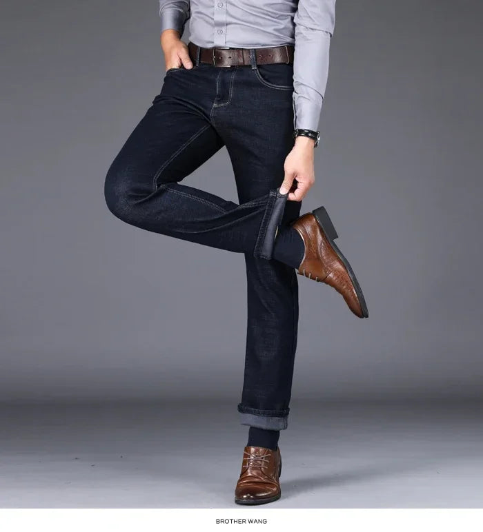 Men's Warm Fleece-Lined Jeans: Stylish Comfort for Winter!"