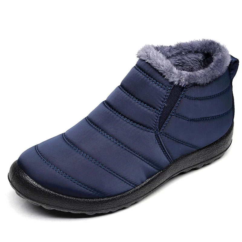Men's Waterproof Winter Snow Boots - Plush-Lined Slip-On Ankle Boots