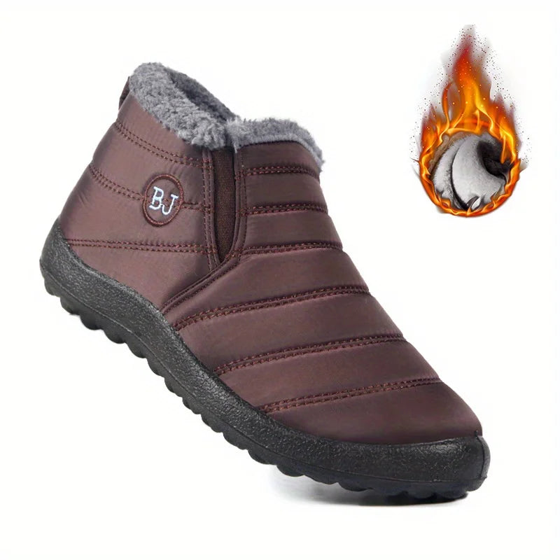 Women's Waterproof Microfiber Snow Boots - Plush-Lined Non-Slip Winter Hiking Shoes