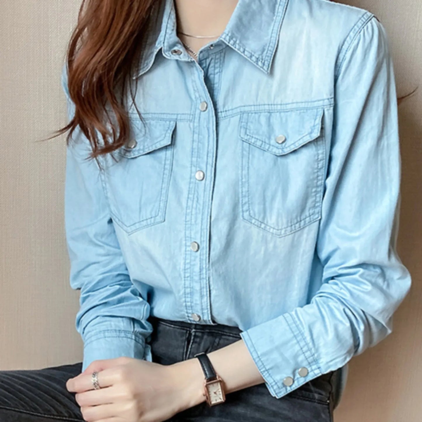Women's Casual Button-Down Blouse | Slim Fit Printed Shirt for Party & Everyday Wear.