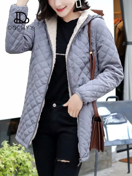 Women's Oversized Winter Jacket - Lamb Down Lined Hooded Parka with Cashmere Blend.