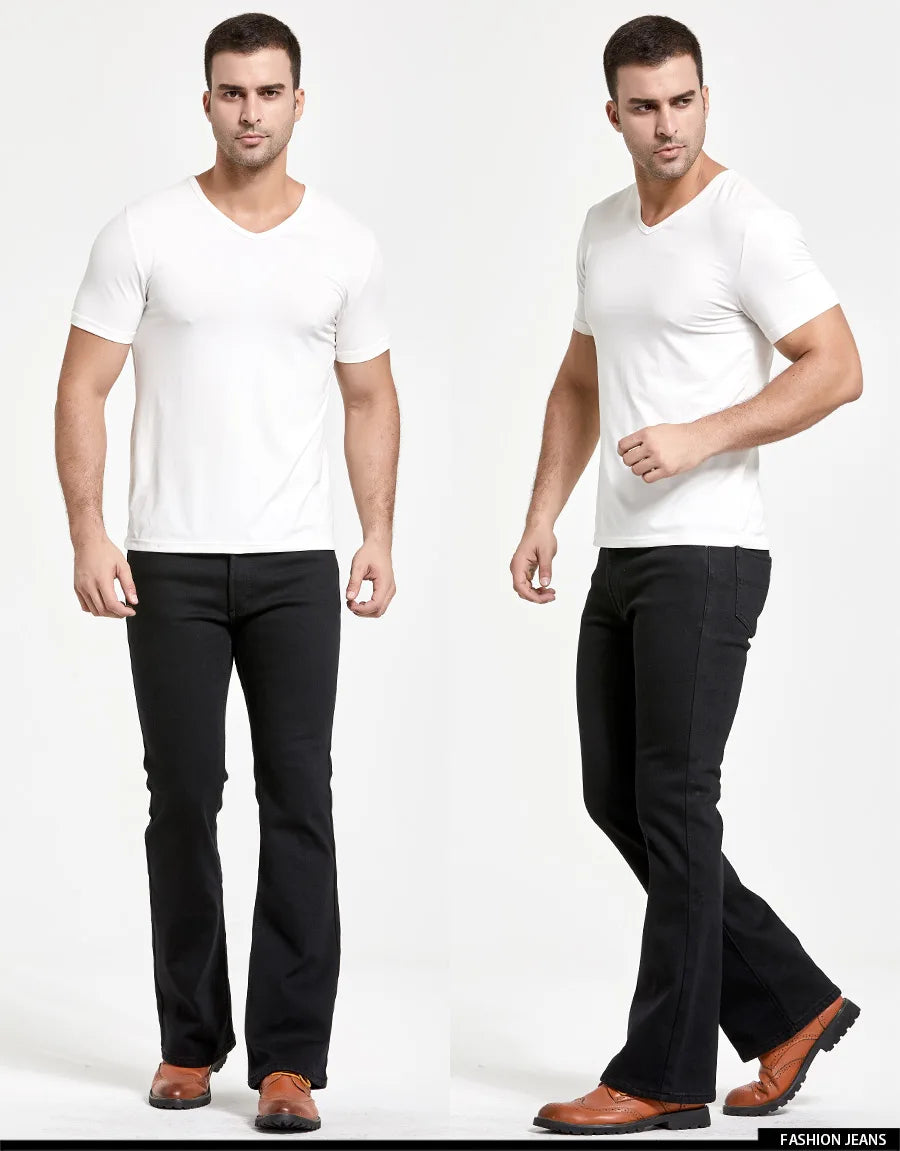 Men's Winter Stretch Fleece Jeans: Warm & Stylish Boot Cut.
