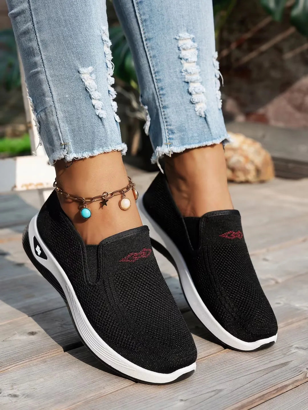 Women's Slip-On Casual Flats | Breathable Cotton Sneakers | Lightweight Comfort Walking Shoes