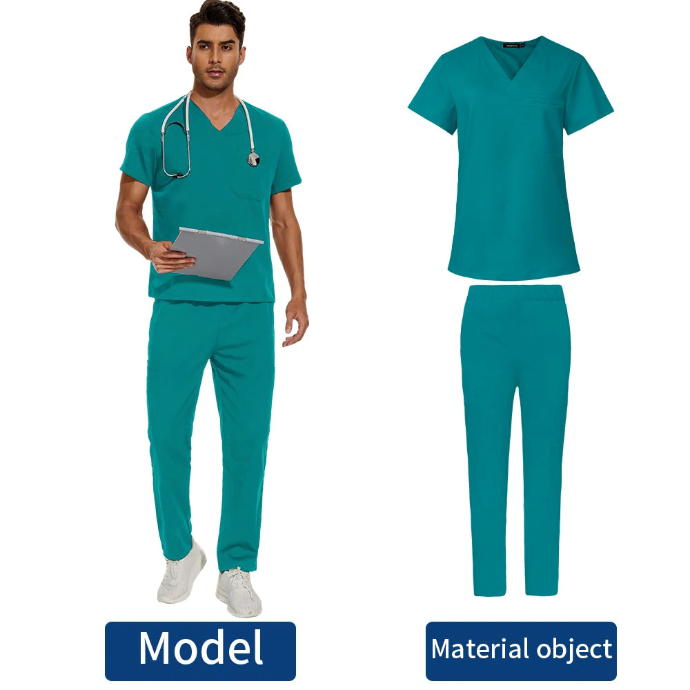Men's V-Neck Scrubs Set - Stylish Medical Uniforms for Doctors & Nurses | Comfortable & Durable Lab Overalls