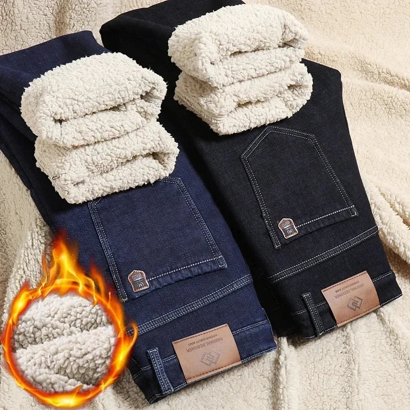 Men's 2023 Winter Fleece Jeans: Warm, Stylish & Versatile.