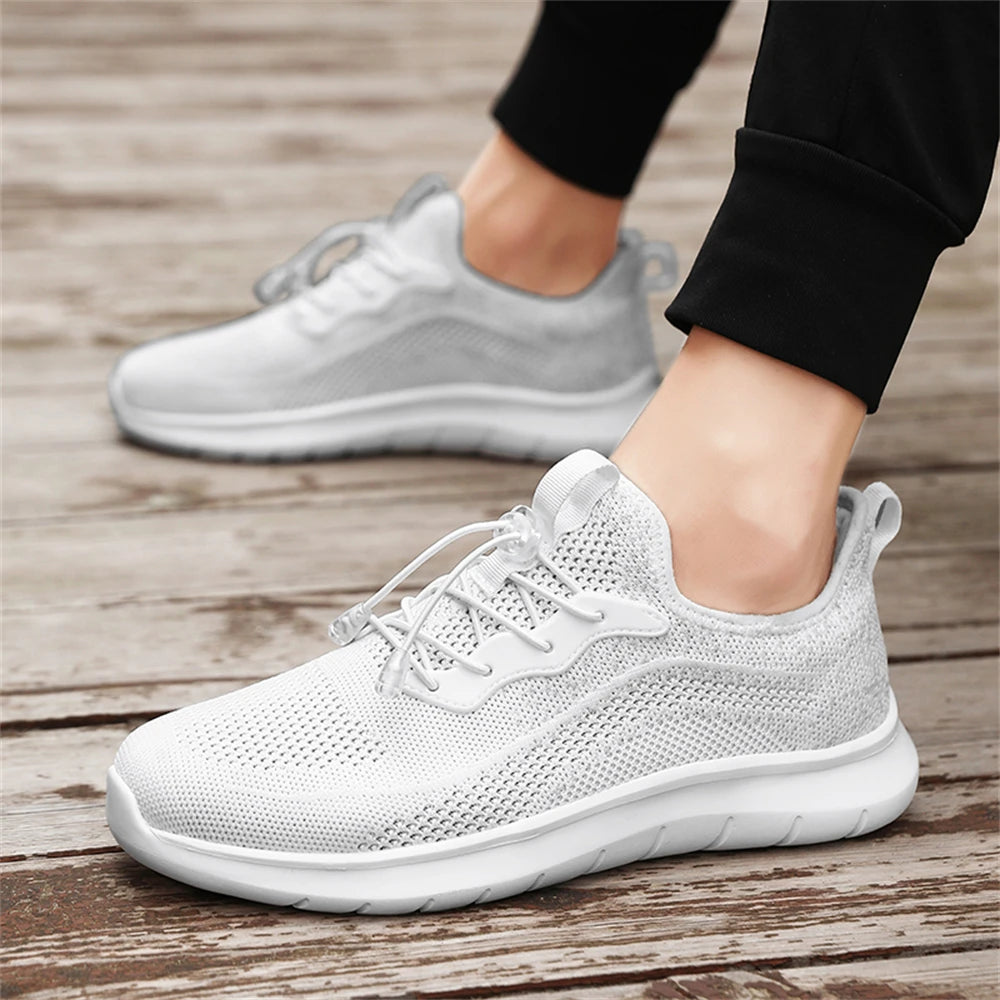 Men's WQT Flyknit Elastic Slip-On Sneakers – Lightweight Breathable Mesh Running Style Shoes with EVA Sole