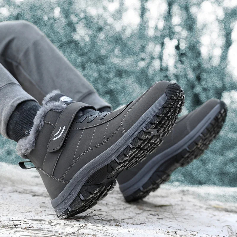 Women's Plush-Lined Waterproof Winter Boots - Platform Non-Slip Hiking Ankle Boots