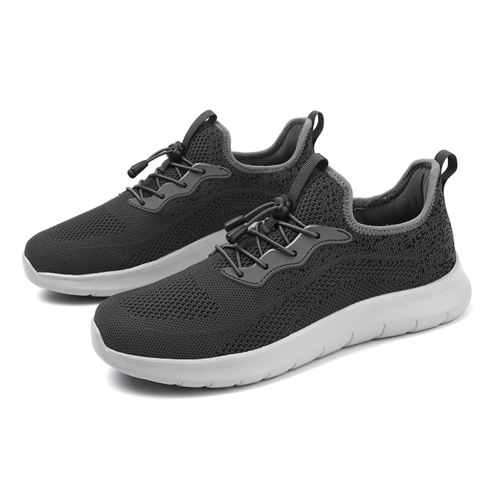 Men's WQT Flyknit Elastic Slip-On Sneakers – Lightweight Breathable Mesh Running Style Shoes with EVA Sole