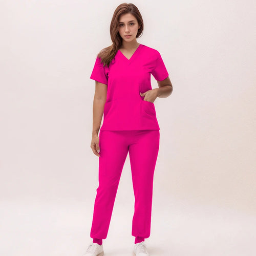 Women's 2025 New Nurse Uniforms V-neck Top Jogger Pants Scrub Sets Surgical