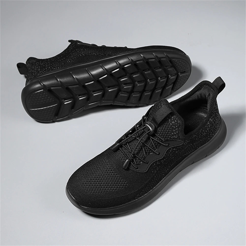 Men's WQT Flyknit Elastic Slip-On Sneakers – Lightweight Breathable Mesh Running Style Shoes with EVA Sole