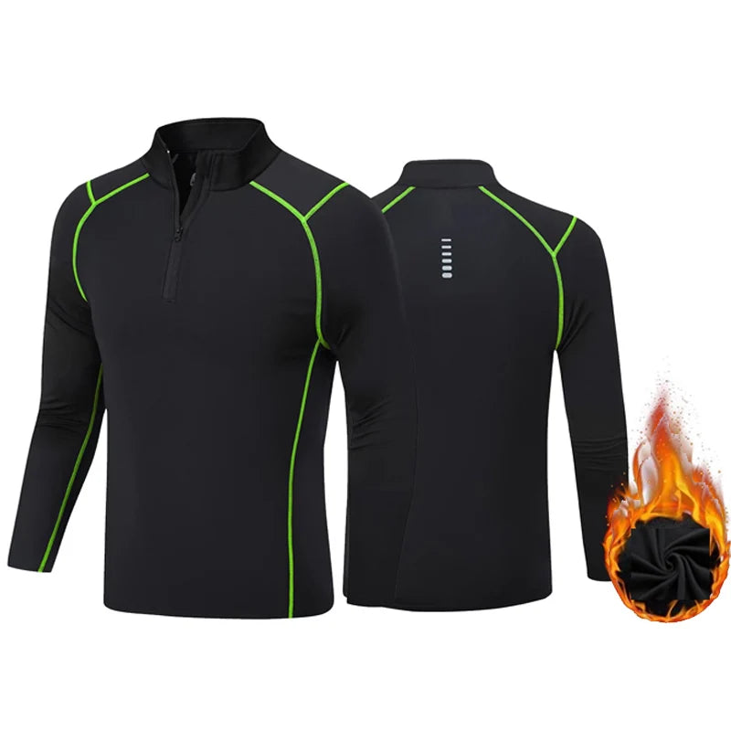 Men's NoEnName_Null Winter Fleece Thermal Underwear Suit - Fitness Clothing Set with Long Shirt and Leggings, Warm Base Layer Compression Sportswear