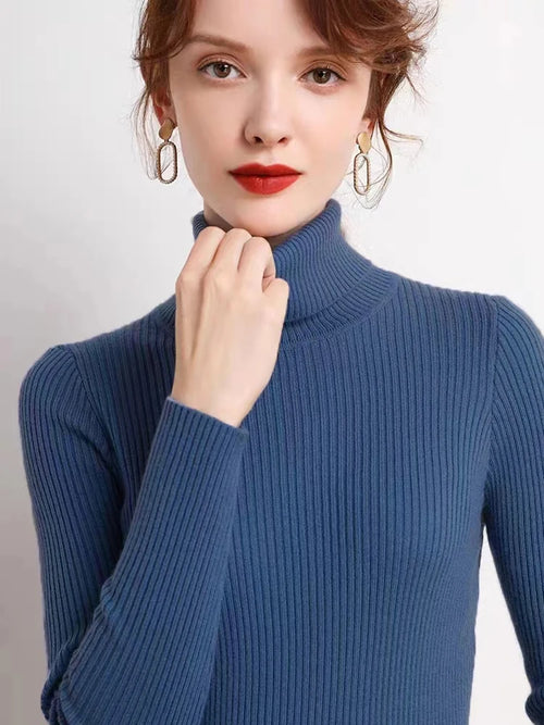 Women's New Turtleneck Jumper Knitted Blouses Fashion Ladies Sweaters