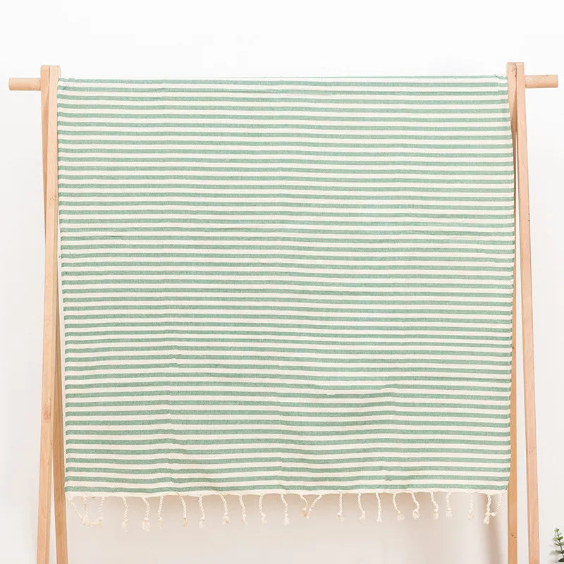 Versatile Turkish Cotton Towel with Tassels - 100% Cotton for Beach, Bath, Shawl & Blanket