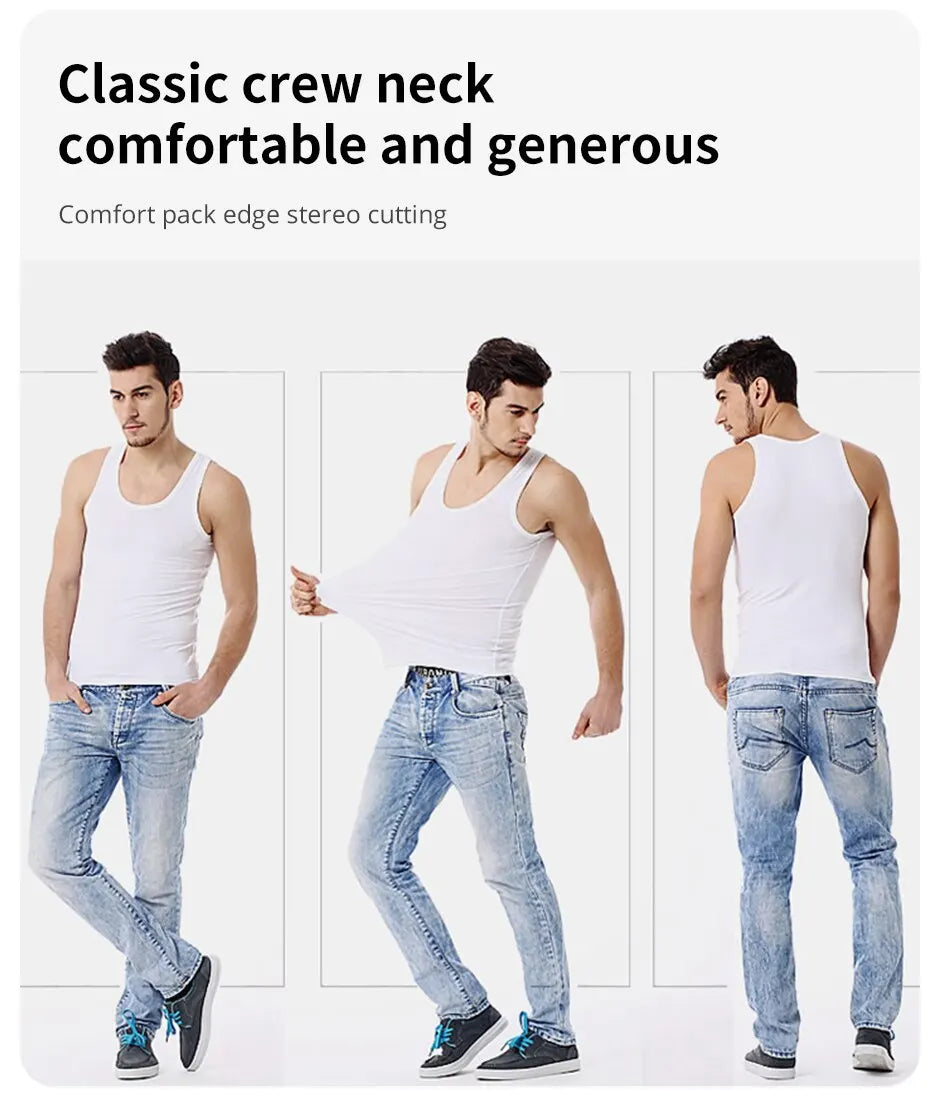 Men's Cotton Sleeveless Tank Top | Skinny Fit Gym Fitness Vest – 1, 3 or 5 Pack Bundle | Casual Sport Training Undershirt