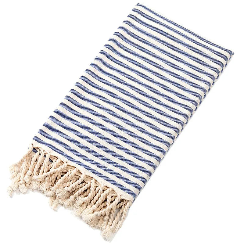 Versatile Turkish Cotton Towel with Tassels - 100% Cotton for Beach, Bath, Shawl & Blanket