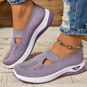 Women's Lightweight Knit Walking Sneakers - Breathable Low-Top Athletic Shoes
