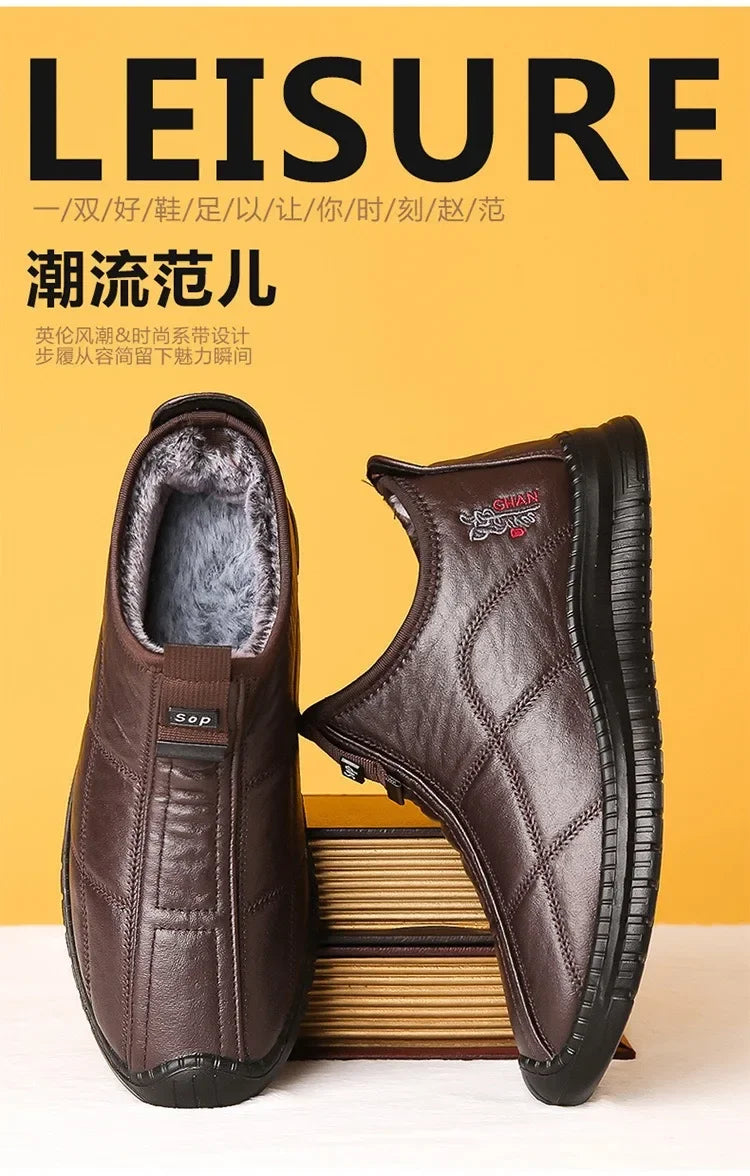 Men's Waterproof Winter Boots - Warm Non-Slip Platform Shoes