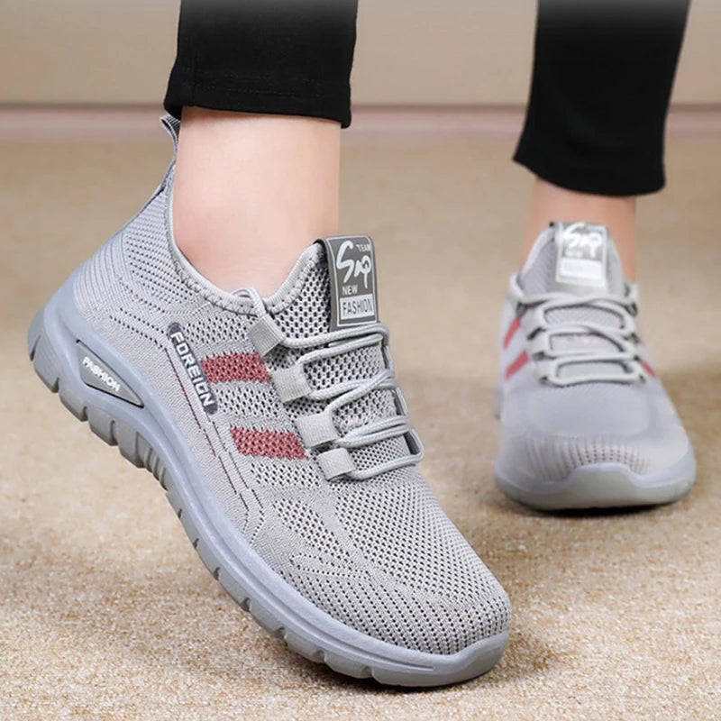 Women's Breathable Mesh Running Sneakers - Lightweight Athletic Walking Shoes with Anti-Slip Rubber Sole