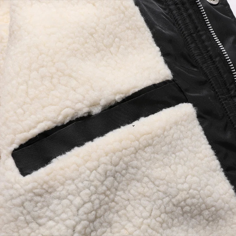 Men's Raw Edge Hooded Aviator Jacket - Winter Warmth with Embroidered Style.