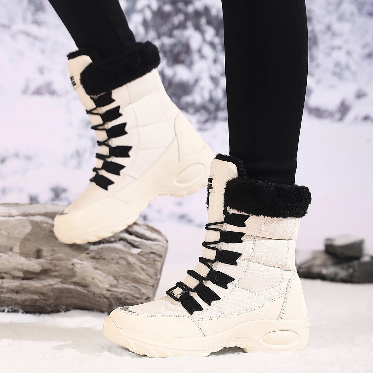 Women's Waterproof Slip-On Winter Ankle Hiking Boots