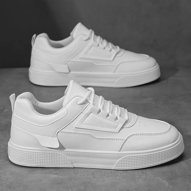 YBQJOO Men's Classic Board Sneakers – Breathable Hard-Wearing Lace-Up Casual Shoes | Round Toe Flat Heel | Black, White, Grey & Beige | Spring/Autumn