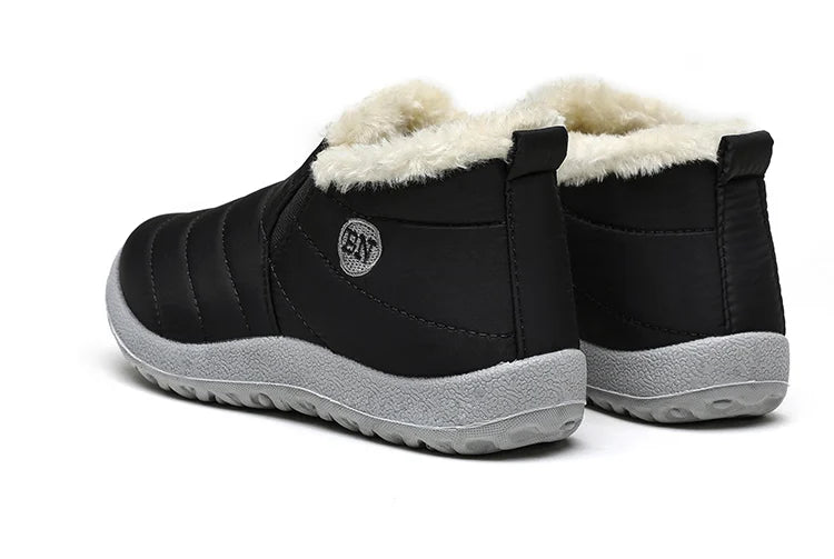 Men's Waterproof Winter Snow Boots - Plush-Lined Slip-On Ankle Boots